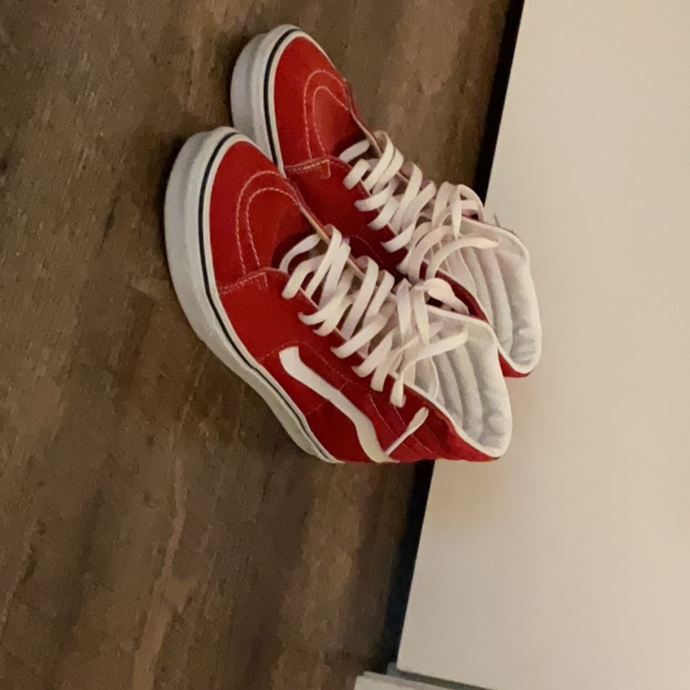 Vans Bold Red and White High-Tops